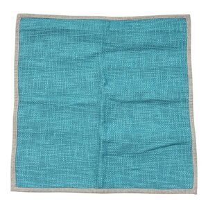 Pottery Barn Cotton Basket Weave Turquoise Woven Pillow Cover Tan Trim NEW